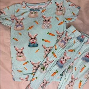 Posh Peanut Blue Bunny Print Kids Pajama Set